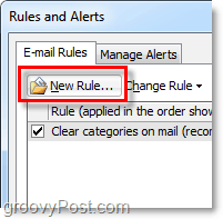 stvorite novo pravilo u programu Outlook 2010