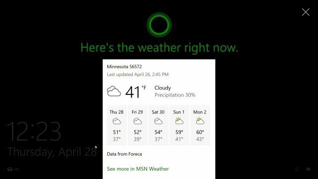 Cortana na zaključanom ekranu Windows 10