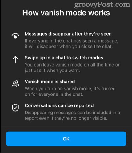 Zaslon Kako radi Vanish Mode