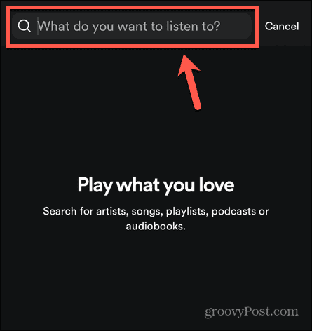 Spotify polje za pretraživanje