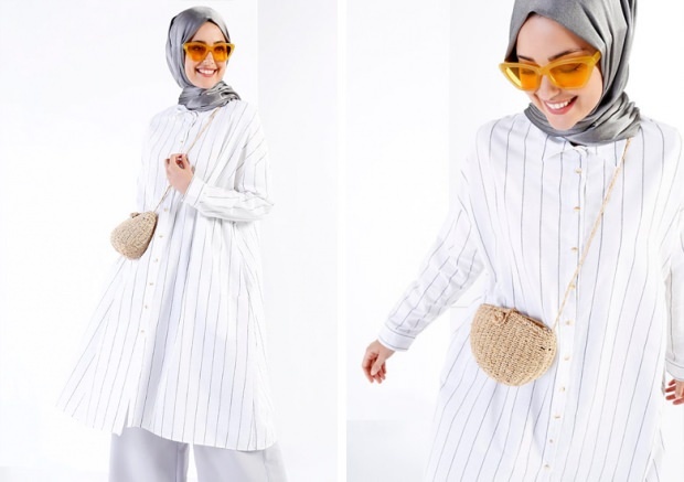2018 hidžab modni trend: prugaste tunike