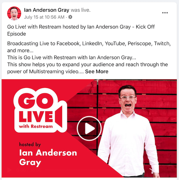 Facebook repriza videozapisa uživo za Iana Andersona Graya