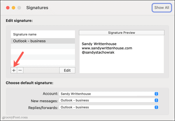 Dodajte novi potpis u Outlook na Macu