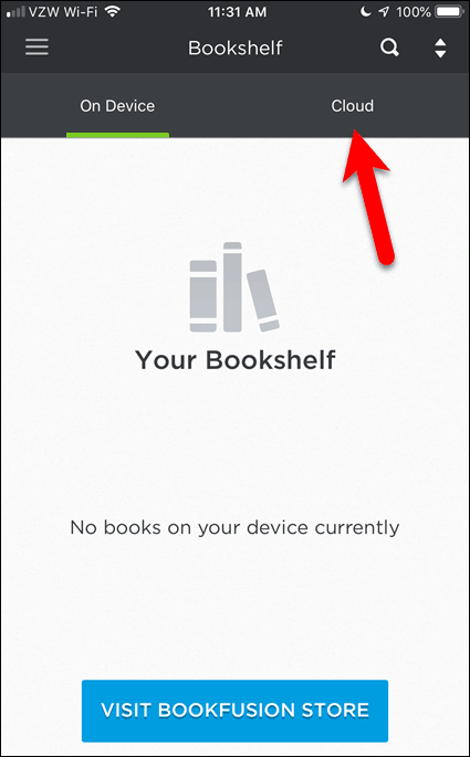 Nema knjiga u BookFusionu na iOS uređaju