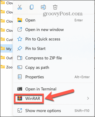 Windows 11 kontekstni izbornik winrar
