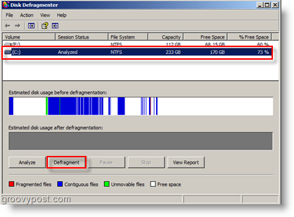 Opcije defragmentacije diska za Windows XP - Analizirajte i defragmentirajte