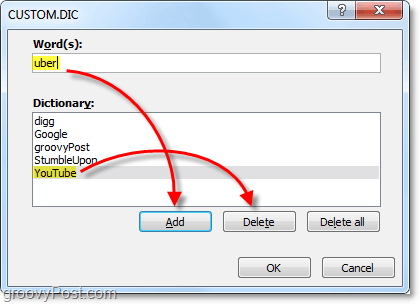 dodajte ili uklonite riječi iz datoteke prilagođenog rječnika Office 2010