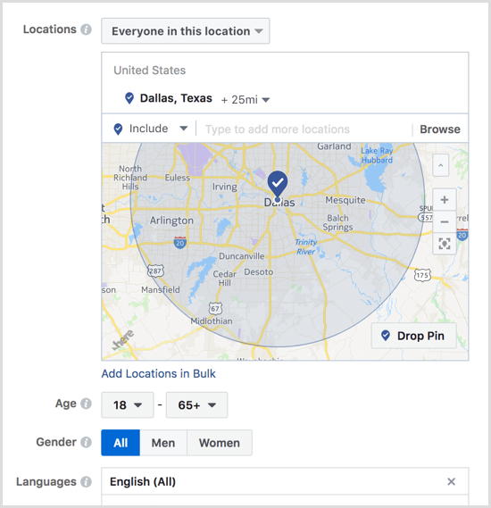 Facebook stvara lokacije oglasnih kampanja