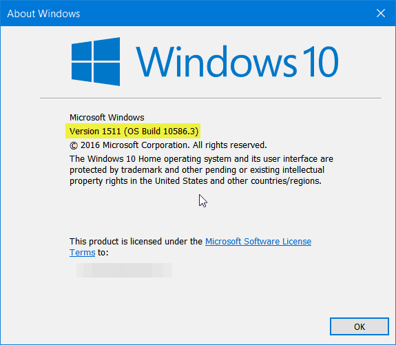 Windows 10 Verzija 1511