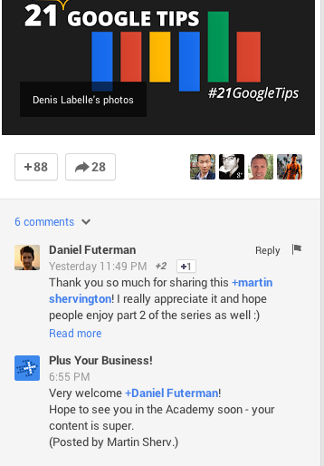 google + objavi poslovni komentar