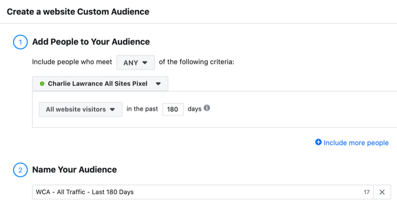 Postavljanje prilagođene publike na web mjestu Facebook za svjedočenje oglasa