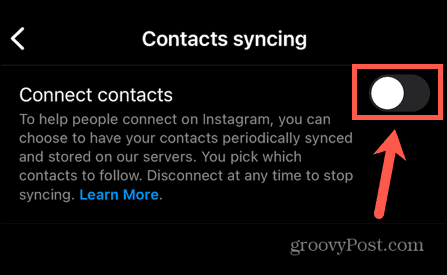sinkronizacija instagram kontakata isključena