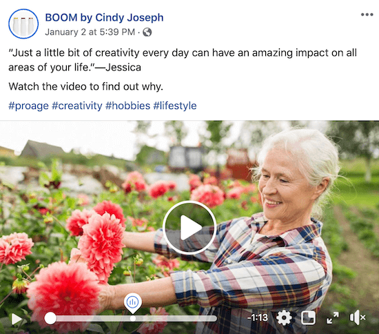 Facebook video objava za BOOM! Cindy Joseph