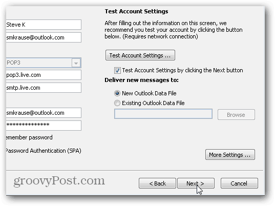 Outlook 2010 SMTP POP3 IMAP postavke - 08