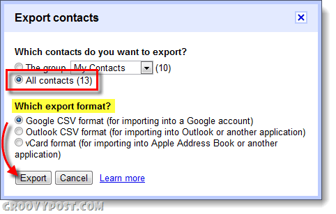 izvoz google aplikacija vrsta gmail kontakata