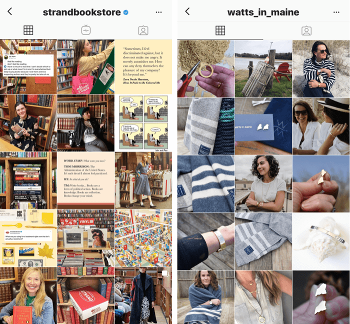 dva Instagram profila s plavim i žutim filtrima tonova