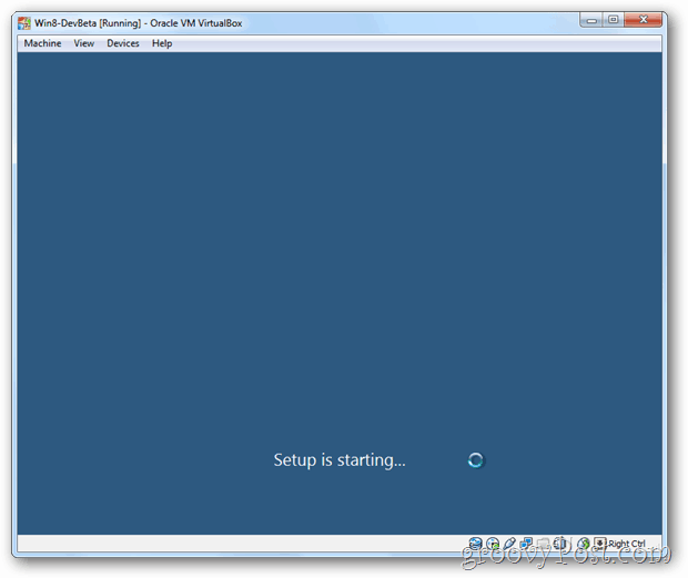 Postavljanje VirtualBox Windows 8 započinje