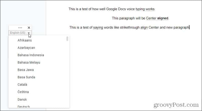 google docs jezici za tipkanje