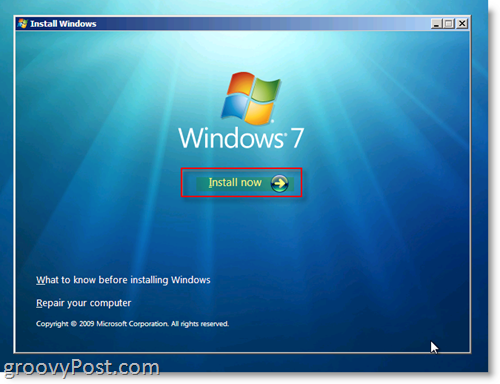 Izbornik instalacije za Windows 7