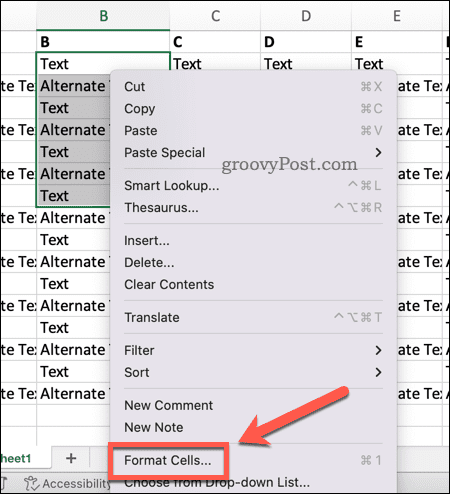 Otvorite Format Cells u Excelu