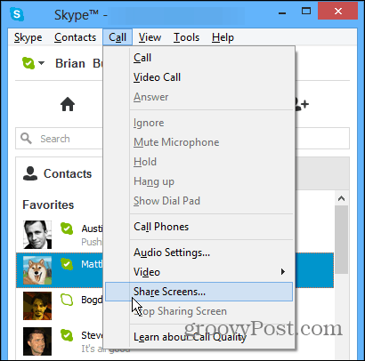 Dijelite zaslone na Skypeu