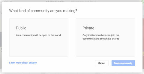 definiranje tko se može pridružiti vašoj zajednici google plus