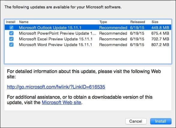 Microsoft Office 2016 za Mac Pregledajte ažuriranje KB3074179