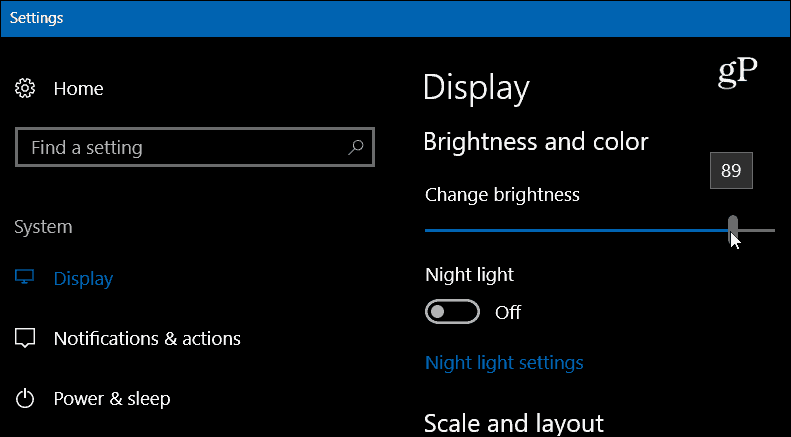Windows 10 Settings Svjetlina zaslona