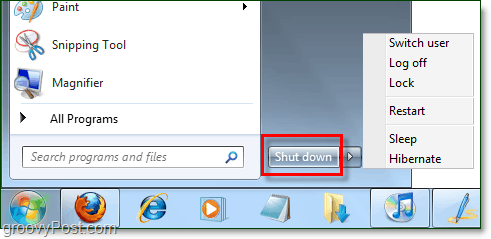 gumb za pokretanje izbornika Windows 7 sa zadanim svojstvima kao isključen