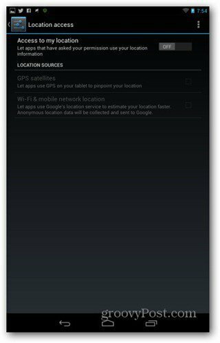 Poboljšajte postavke lokacije trajanja baterije za Nexus 7