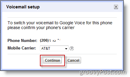 Snimak zaslona - omogućite Google Voice na ne-google broju
