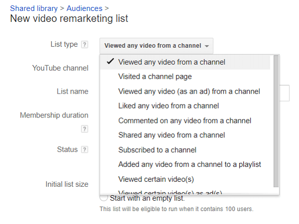 Možete podijeliti popise gledatelja YouTubea za ponovni marketing.