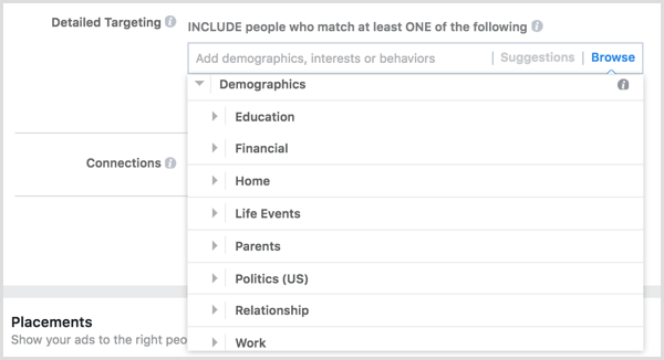 Facebook oglas cilja demografske podatke