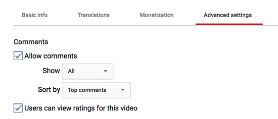 Također možete prilagoditi način na koji će se komentari prikazivati ​​na vašem YouTube kanalu ako ih odlučite dopustiti.