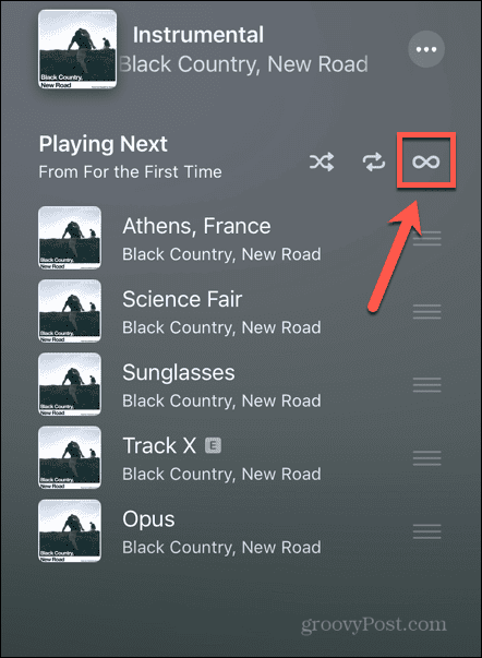 Apple Music autoplay isključen