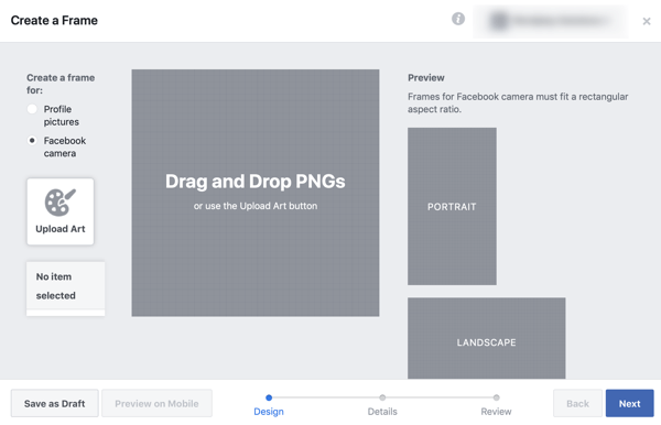 Kako promovirati svoj događaj uživo na Facebooku, korak 2, stvorite svoj okvir u Facebook frame studiju