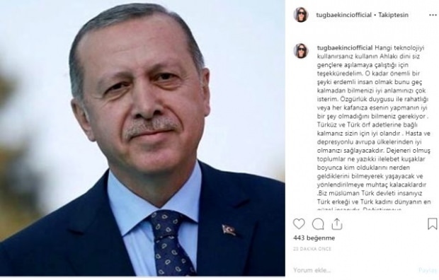 Tuğba Ekinci dijeljenje predsjednika Tayyipa Erdoğana