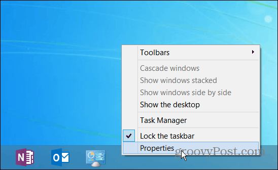 Svojstva programske trake Windows 8.1