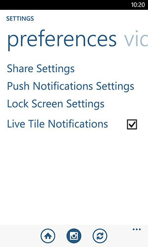 opcije za obavijesti o aplikaciji za Windows Phone