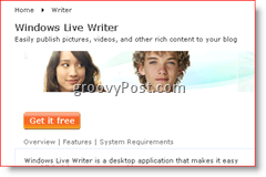 Stranica za preuzimanje programa Windows Live Writer 2008