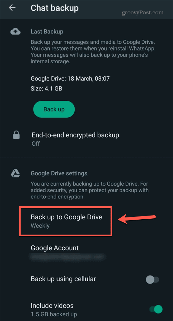 sigurnosna kopija whatsappa na google disk