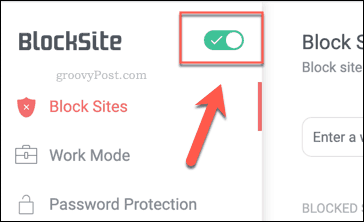 Gumb za omogućavanje BlockSite u Chromeu