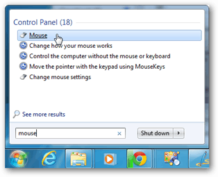 postavke miša za Windows 7