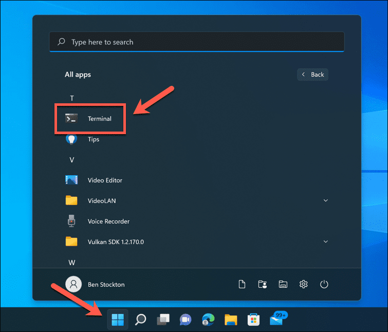 Otvorite terminal na Windows 11