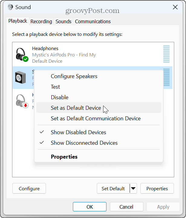 Windows 11 ne otkriva slušalice