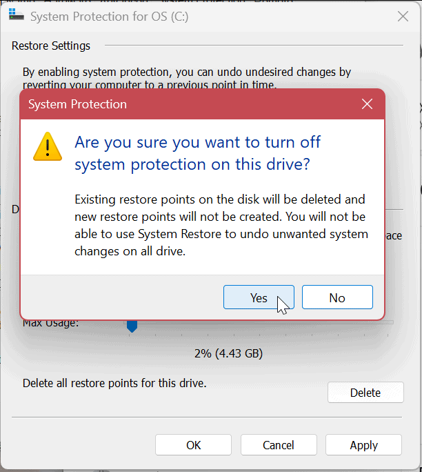 Zaštita sustava za pogone na Windows 11