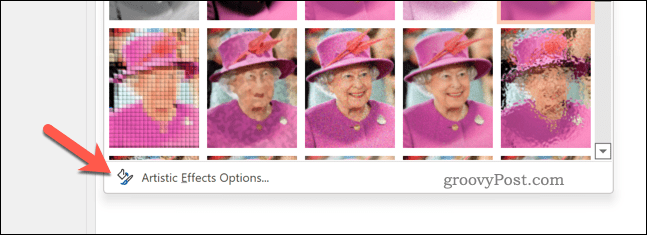Uređivanje opcija umjetničkih efekata slike u PowerPointu