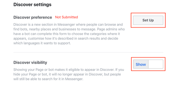 Pošaljite na karticu Facebook Messenger Discover, korak 2.
