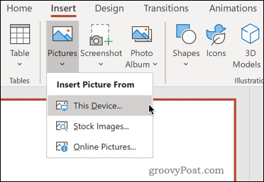 Umetanje slike s uređaja u PowerPoint