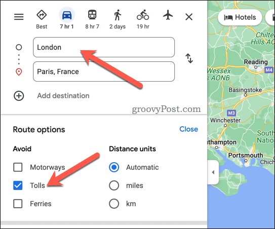 Izbjegnite cestarine u Google kartama